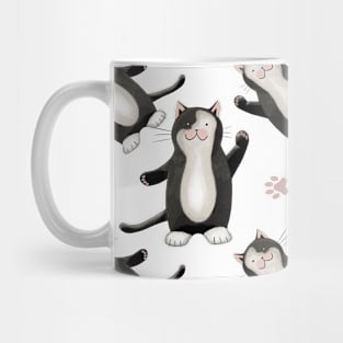 Black & White Cat Paw Print Pattern by Kate VanFloof Mug